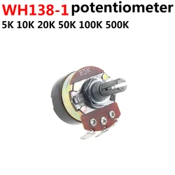 Regulador de velocidad de resistencia ajustable, potenciómetro de interruptor WH138 5K 10K 20K 50K 100K, 5 piezas, B5K B10K B20K B50K B100K B100K