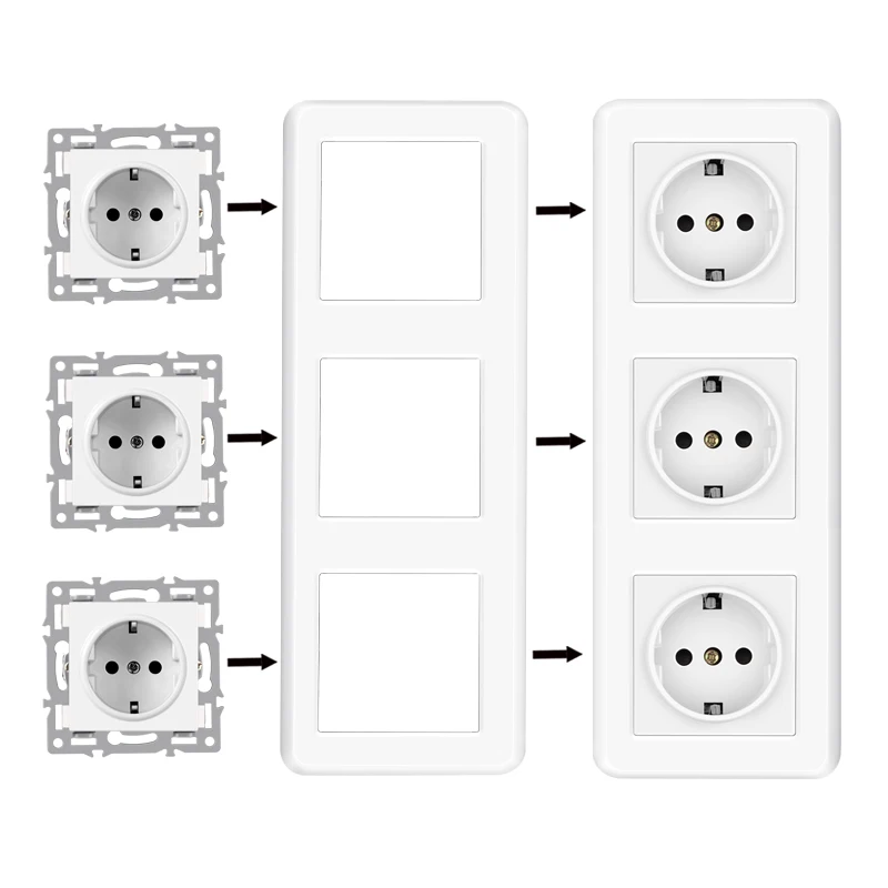 wall-mounted module diy European standard white Plastic frame socket light switch button function combi