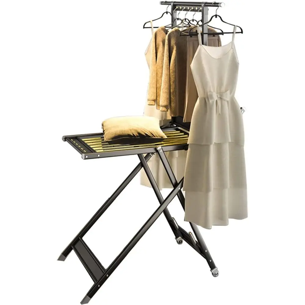 

2-Level Adjustable Portable Laundry Drying Rack - Indoor/Outdoor Use for Clothes and Towels, R-Gold-B1101