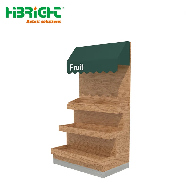 custom.Highbright Large Capacity Multi-layers Wooden Display Fruit Vegetable Racks Supermarket Shelves