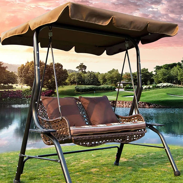 Outdoor Aluminum Rock Garden Hanging Chair Swing Cheap 2 Seat Swing Chair With Outdoor Furniture Garden Outdoor Furniture Set