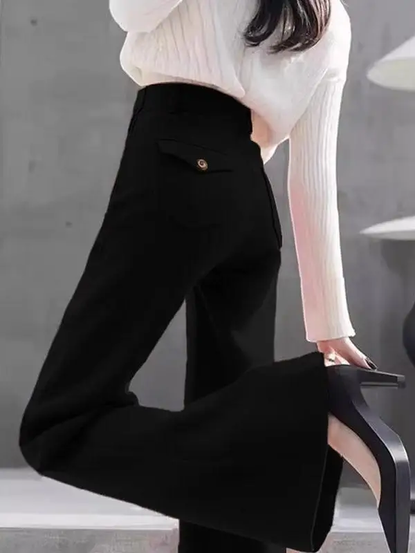 

High Waist Slim Fit Flared Pants Women's Casual Suit Pants Pear Shape Body High Waist Straight Leg Pants Comfortable Breathable