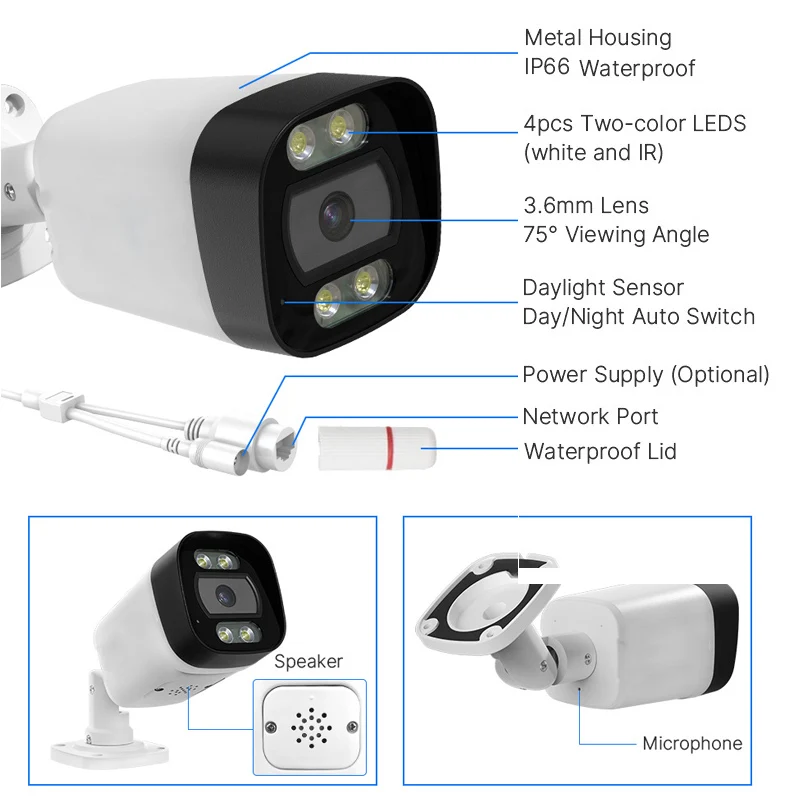 CCTV Vigilância Alarme Sistema De Câmera De Segurança, 4ch, 8MP, POE, Kit NVR, IP, preço De Fábrica