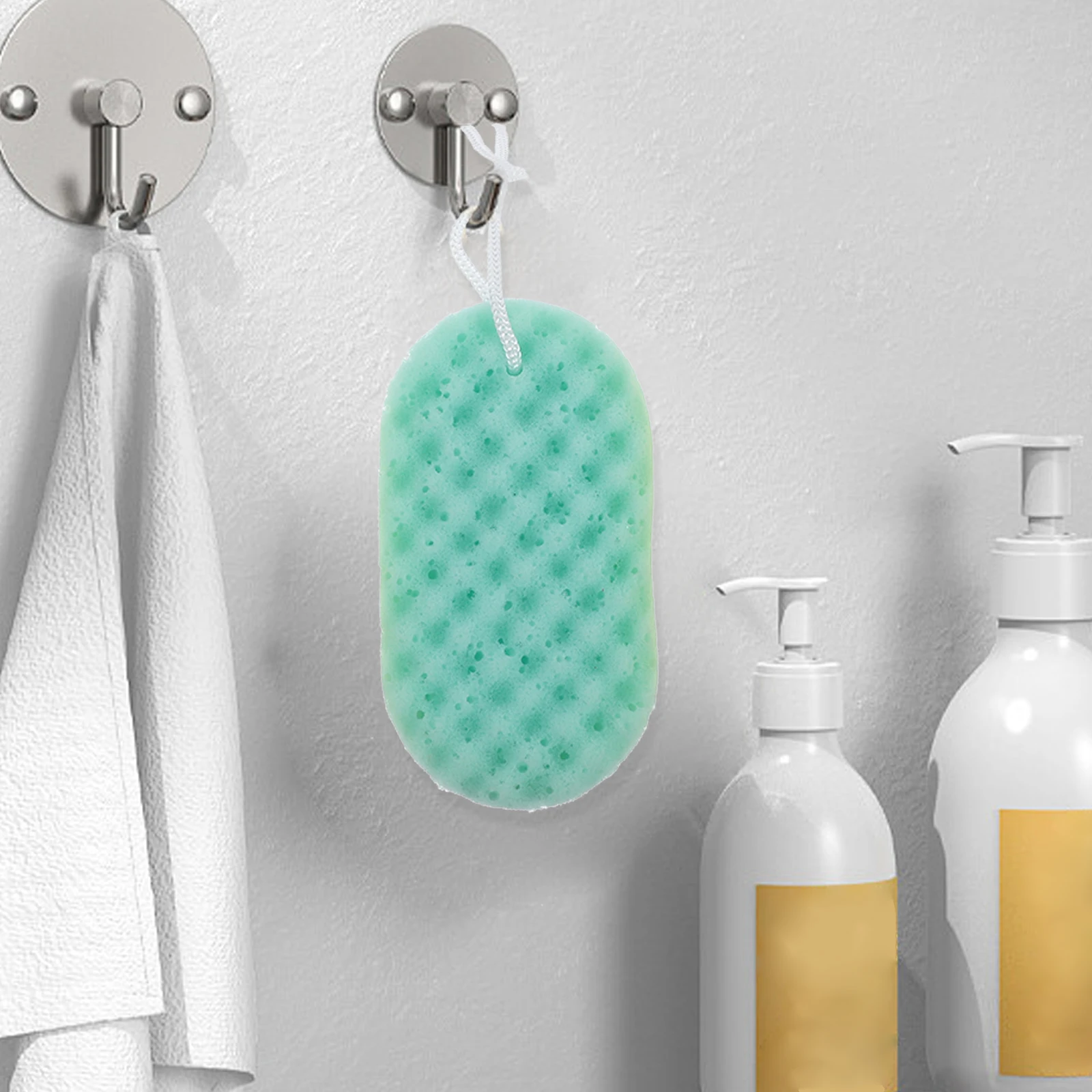 3 قطع من إسفنجة الاستحمام مع حبل تقشير وتدليك البشرة وإزالة الجلد الميت تجربة حمام مريحة للاستخدام اليومي #1