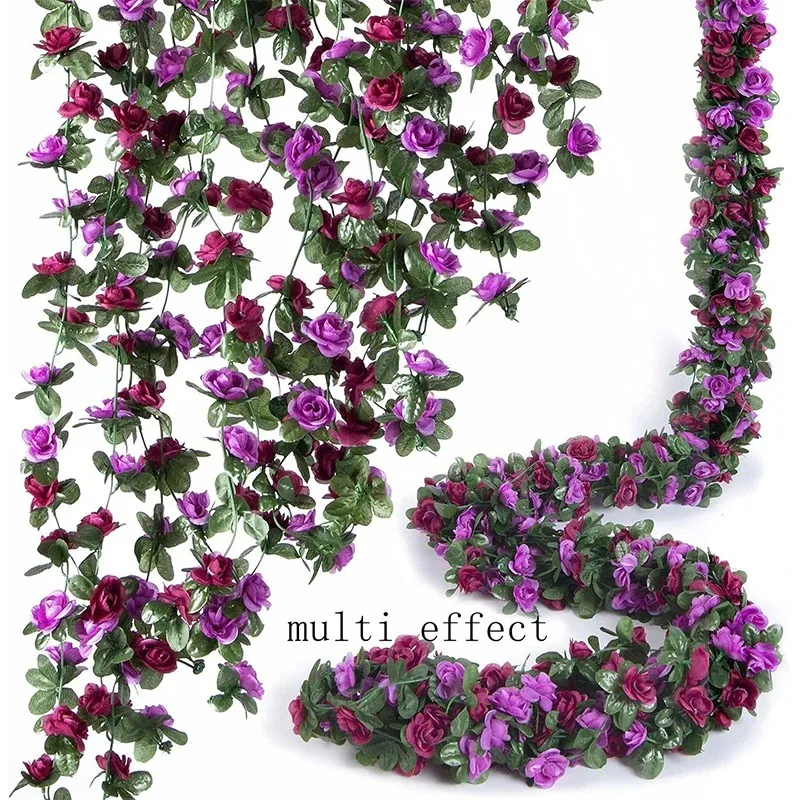 250 cm künstliche Rosenblüten, Ranke für Zuhause, Raumdekoration, Herbst, Garten, Bogen, Weihnachten, Rattan, DIY, gefälschte Pflanzen, Hochzeitsdekoration – Detail 6