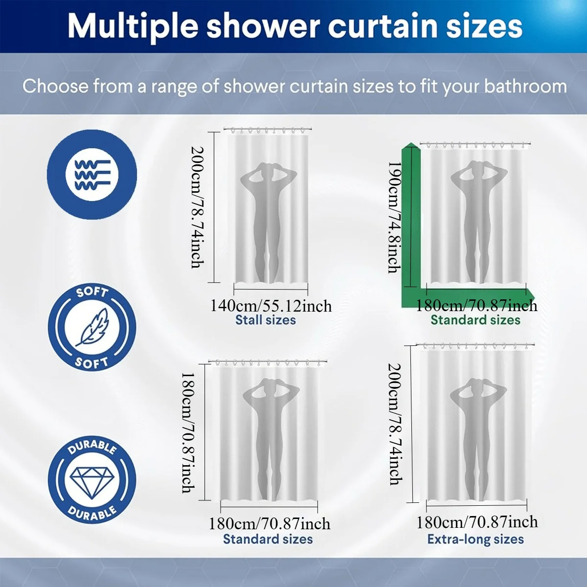 Custom Polyester Shower Curtain: Personalize Bathroom Decor, With Holes, No Hooks, Durable Polyester Fabric, for Home, Shower