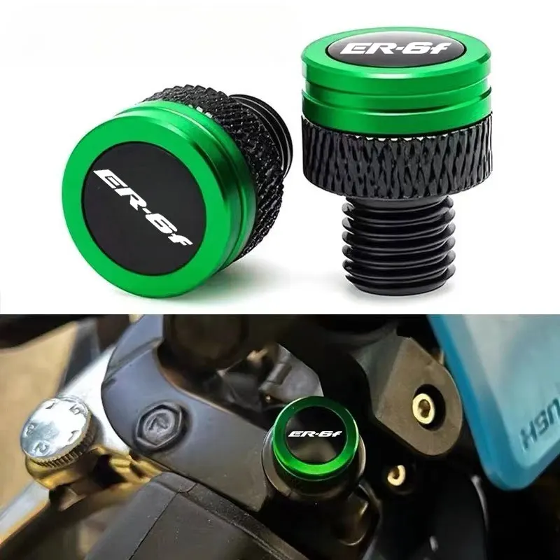

Motorcycle CNC Rearview Side Mirror Hole Cap Plug Accessories FOR KAWASAKI ER 6F ER-6F ER 6 F ER6F er6f