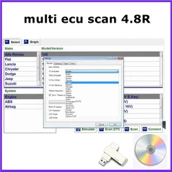 2023 Hot Sale Multi Ecu Scan 4.8 for Fiat Connector Work With ELM327 Auto Repair software Mult/iEcu/Scan Registered Unlimited