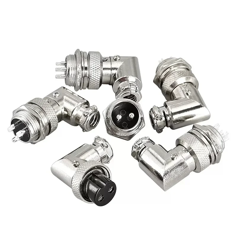 5/10Sets GX16 Aviation Plug Socket GX16-2/3/4/5/6/7/8/9 Pin 90-degree Right-angle Female+male Cable Waterproof Signal Connector