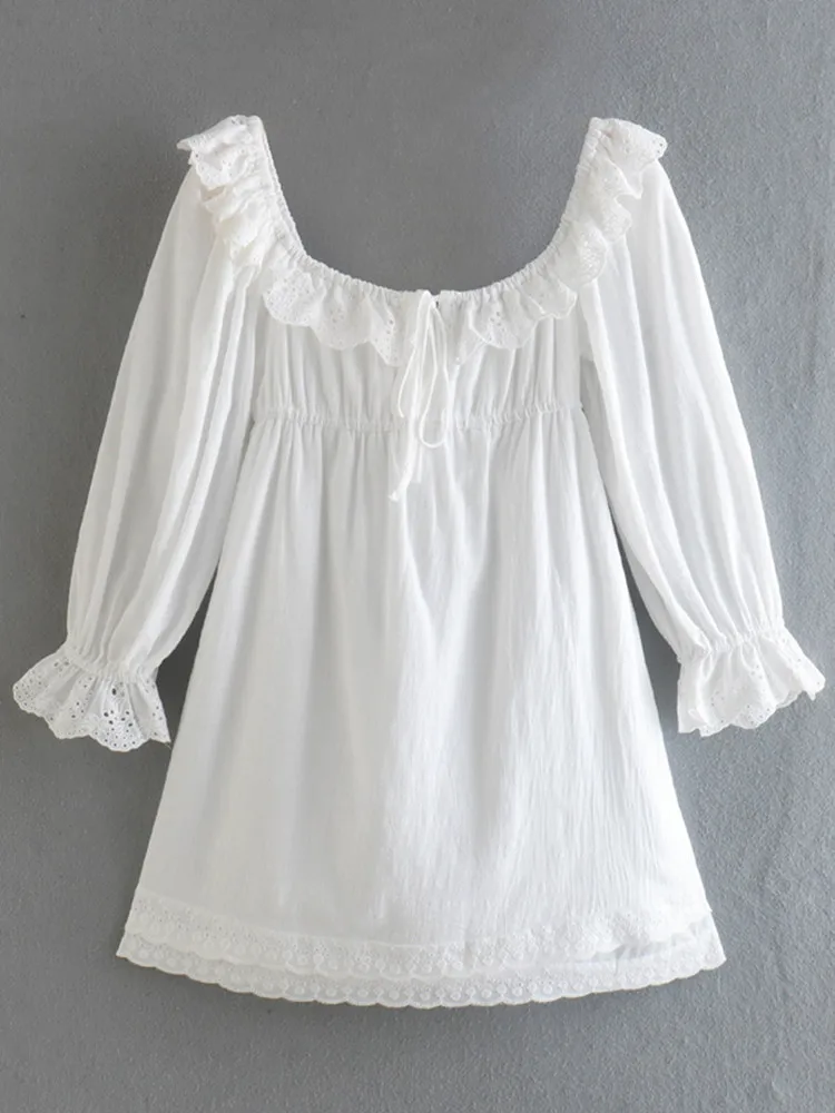 slim fit dress slacks White Embroidered Cottagecore Dress white cottagecore dresses