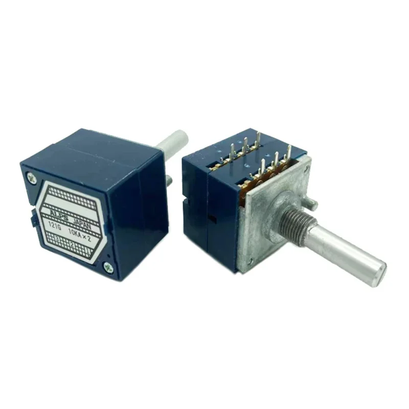 1pc ALPS RK27 Dual-unit Serrated Volume Rotary Potentiometer 5kX2 10k 20k 50K 100K 250k 500k Round/Flat Shaft 6Pin Leng 25mm