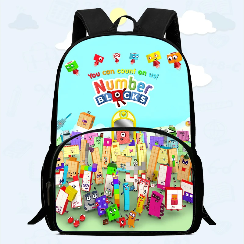 Numberblocks student backpack: High appearance level, large capacity, spine support, Oxford cloth, lightweight backpack
