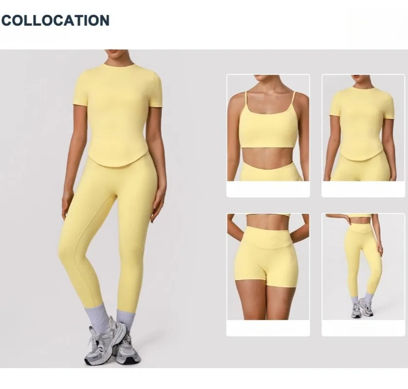 جديد المرأة اليوغا مجموعة عالية الخصر الورك رفع تشغيل طماق البدلة الرياضية اللياقة البدنية تي شيرت ملابس رياضية لليوجا جمع الصدرية مجموعة #6