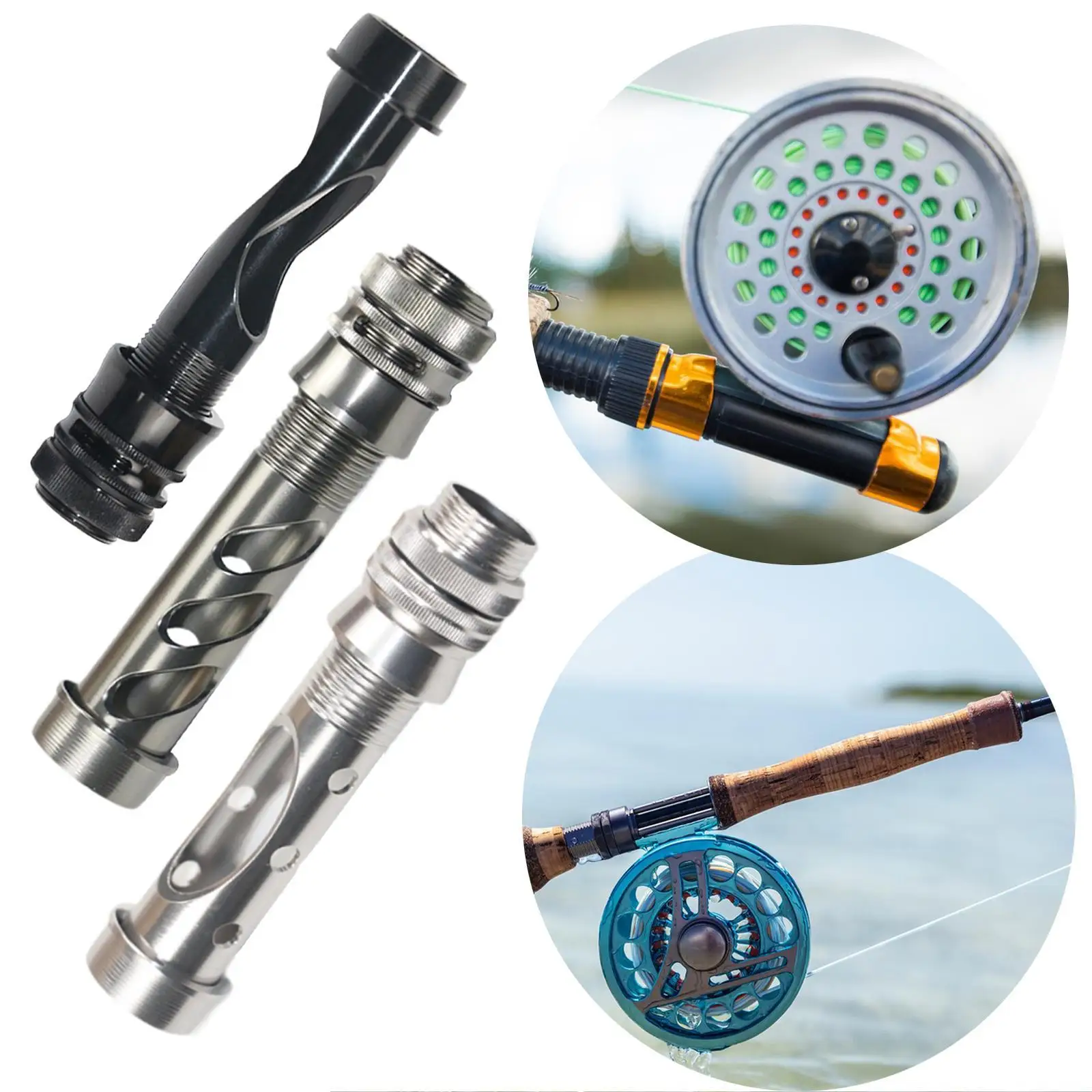 لتقوم بها بنفسك يطير الصيد رود مقعد الأجزاء المعدنية المحمولة المدمجة جوفاء الصيد التروس DIY بها بنفسك الصيد رود مقبض رف القطب إصلاح استبدال