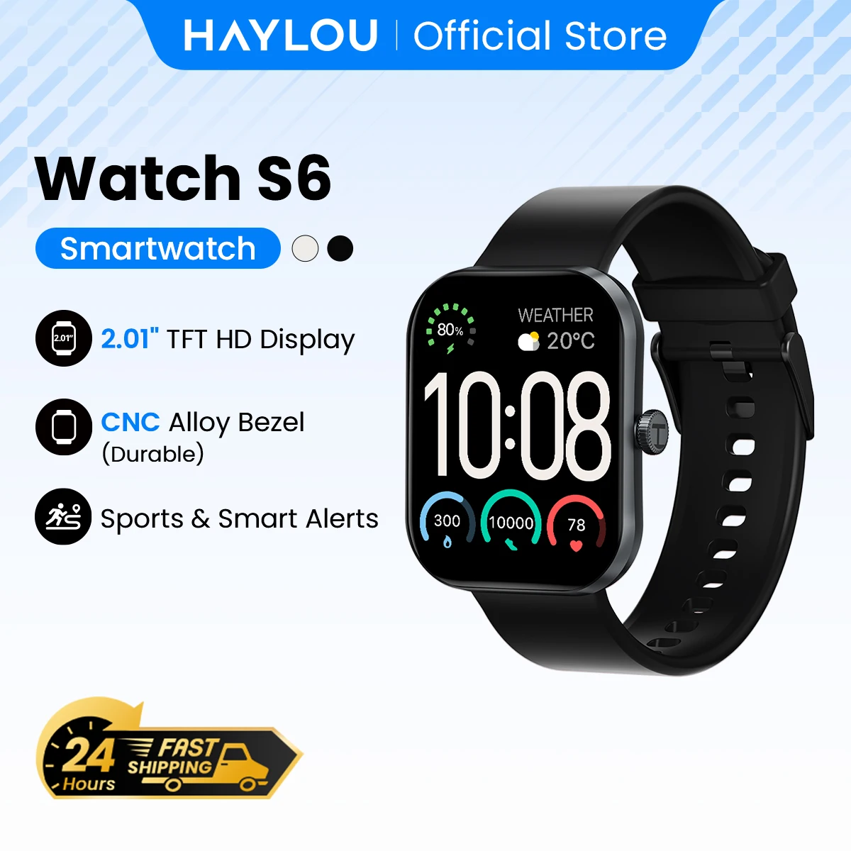 HAYLOU Watch S6 Smartwatch 2.01" HD Display Smart Watch Bluetooth Voice Callings IP68 Waterproof Fitness Tracking Smartwatch