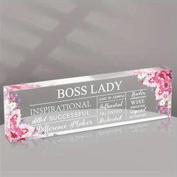 1pc Ladies Boss Gift Inspirational Quotes Office Women Gifts Boss Birthday Gift Thank You Keepsake and Paperweight (Fresh Style)