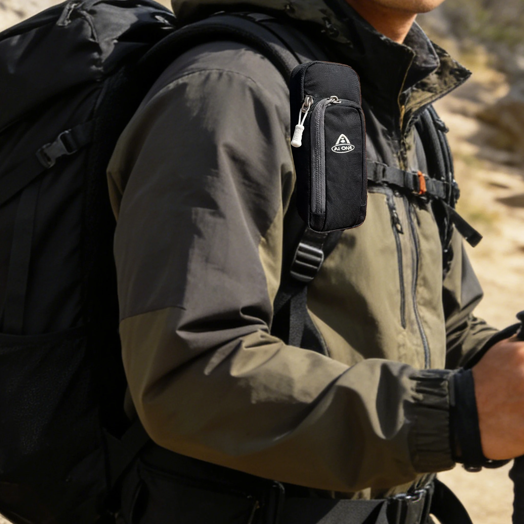 Ripstop montierbare Handytasche mit Riemen zum Aufhängen, für Wanderrucksäcke, Fahrräder und Ausrüstung, freihändiger Zugang – Detail 4