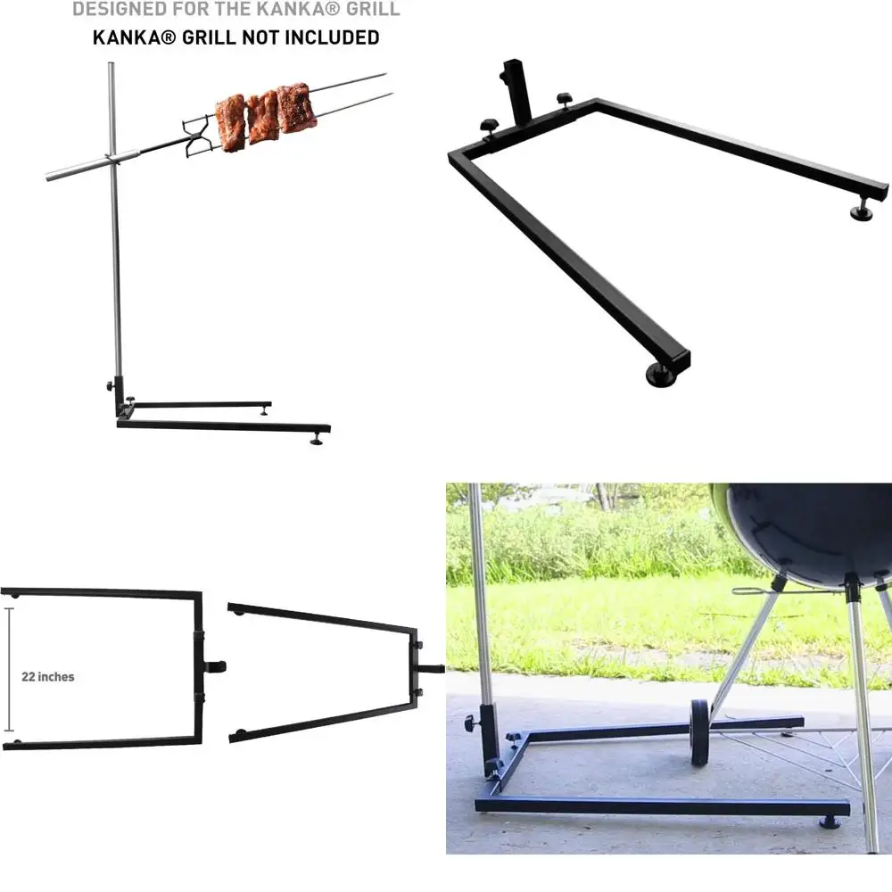 

Прочная цельнометаллическая подставка для гриля-ротиссери - подходит для большинства мангалов, духовок, коптилен, идеально подходит для жарки различных видов мяса - черный матовый цвет