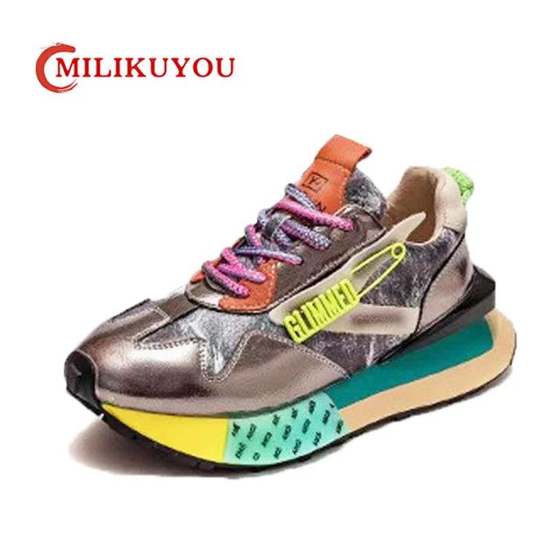 MILIKUYOU Women's Sneakers Retro Style Original Design Shoes Women Fashion Colorful Original Thick Sole Casual Sneakers For Lady