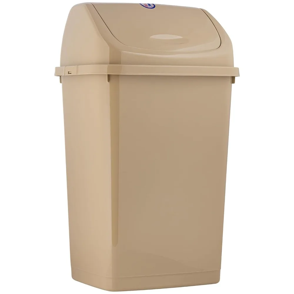 

Kitchen Trash Can 13 Gallon with Swing Lid, Plastic Tall Garbage Can Outdoor and Indoor, Large 52 Qt Recycle Bin and Waste Bask