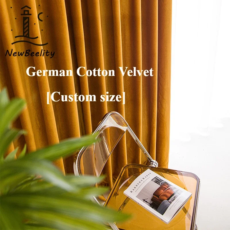 

Nordic Luxury German Velvet Blackout Window Curtains for Living Room Bedroom Dining Thickened Modem Simple Solid Color Decor