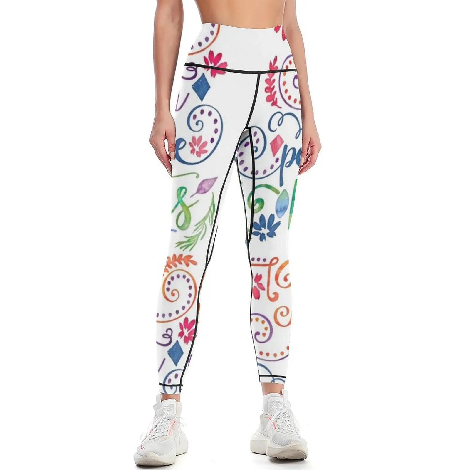 Watercolor Quote Positive Pants Leggings sports tennis for Women's trousers Womens Leggings