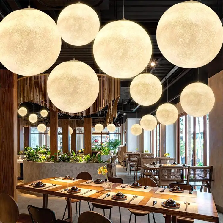 Nordic Moon Led Pendant Lights Lighting Living Dining Room Decor Chandeliers Restaurant Cafe Bar Hanging Lamp Bedroom Luminaire