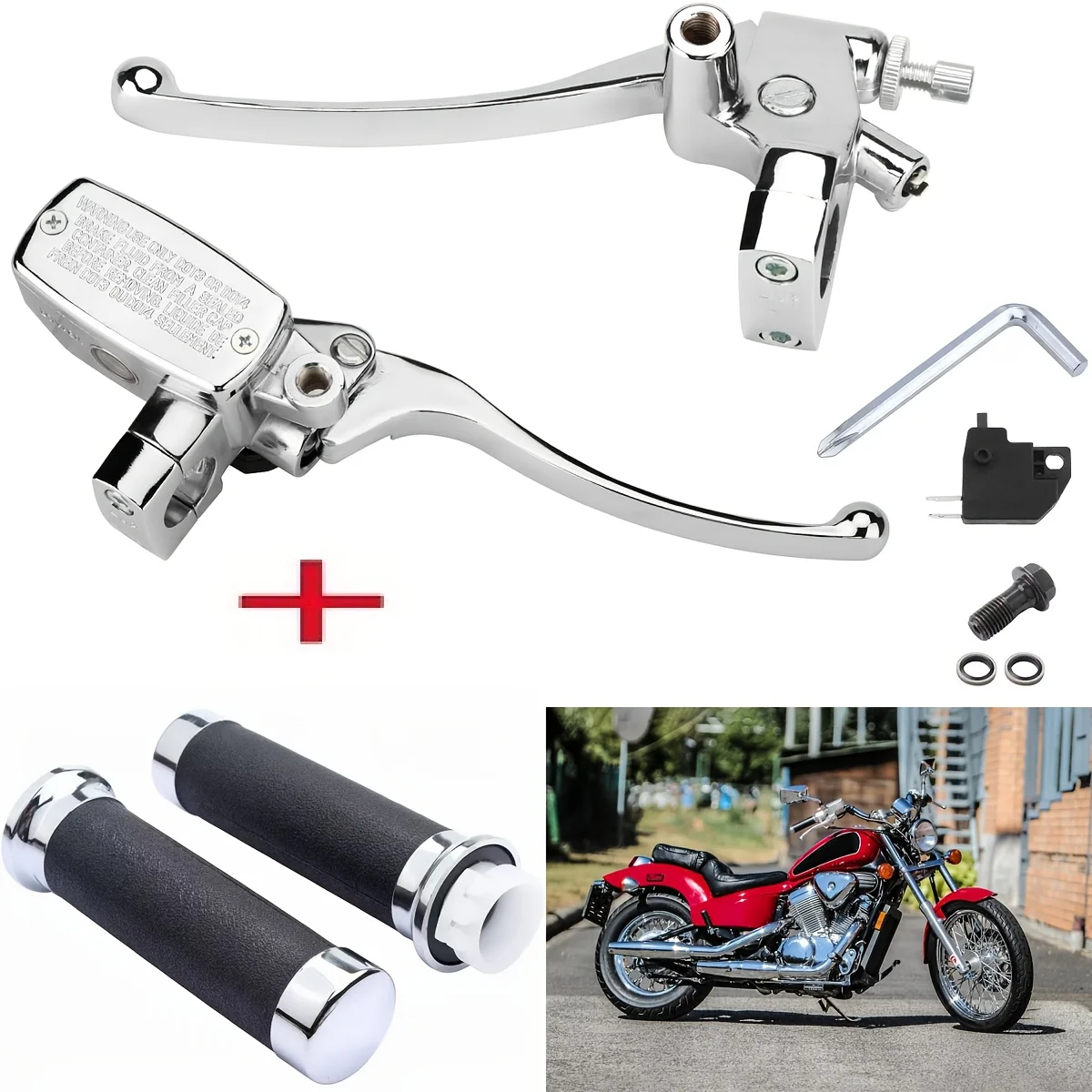 

Universal 25mm Motorcycle Hydraulic Brake Clutch Lever + Throttle Handle for Honda CB400SF Yamaha Suzuki