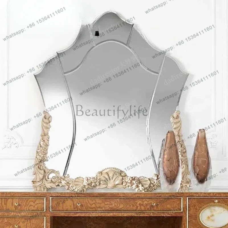 European court solid wood dresser bedroom French marble luxury cosmetic table stool combination