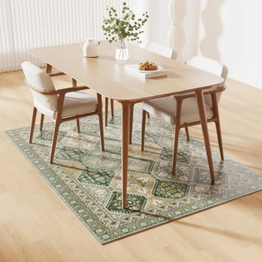 

Floor Mat for Home 5×7ft, Easy Clean Plastic Rug-Like Pattern Area Mat for Living Room, Waterproof Vinyl Area Rug for Under Kit