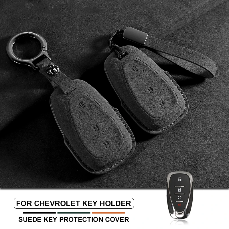 

Suede Car Key Case Cover For Chevrolet Chevy Malibu Camaro Cruze Traverse Spark Equinox Sonic Volt Key Protective Shell Keychain