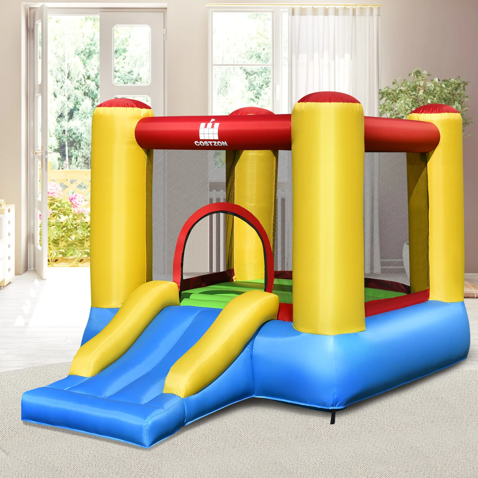 Costzon nadmuchiwany bramkarz Kids Bounce House zamek do skakania zjeżdżalnia z dmuchawą 480w