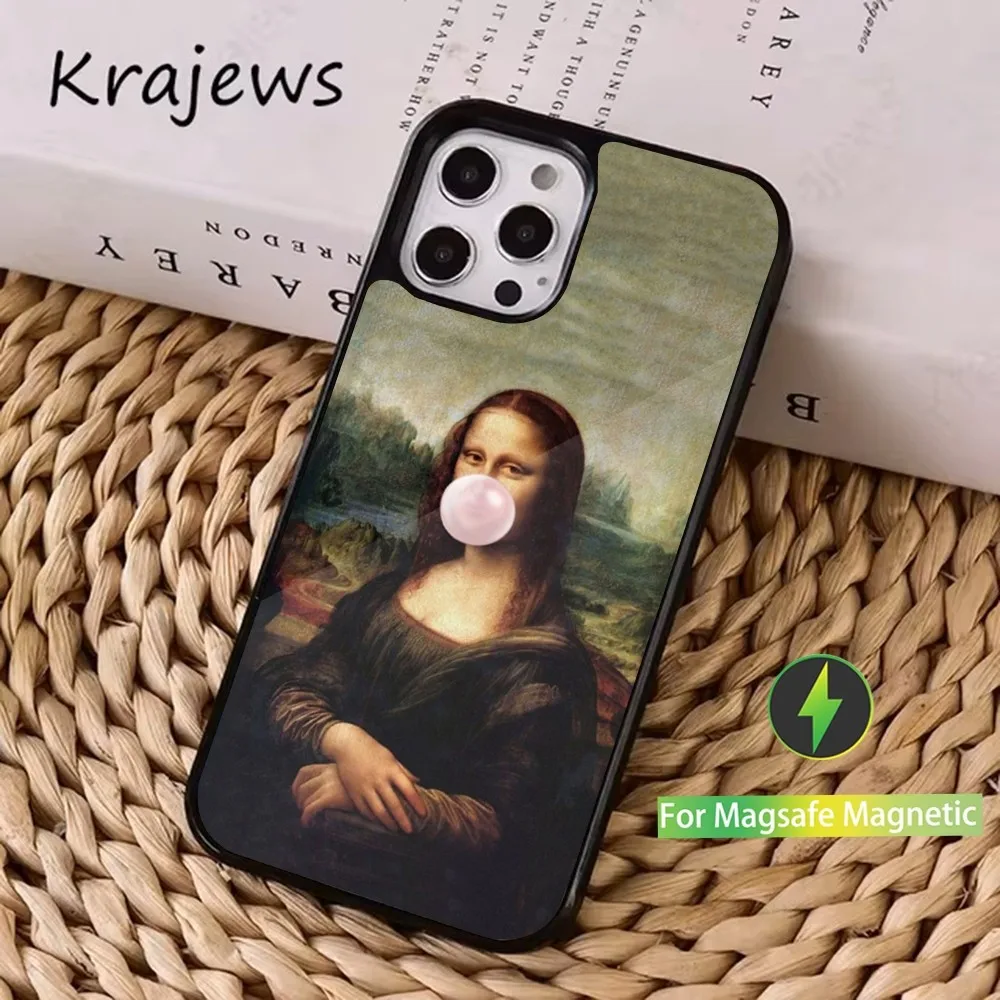 Art David Mona Lisa Phone Case  For iPhone 16,15,14,13,12,11,Pro,Max,Plus,Mini, Magsafe,Magnetic Wireless Charging Case