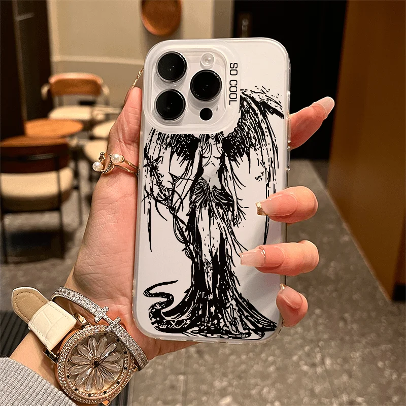 

DMAWMJ милый чехол для телефона «Ангел» для iphone 16 pro max 15 plus 14 13 11, защитный противоударный силиконовый чехол для камеры iphone 12