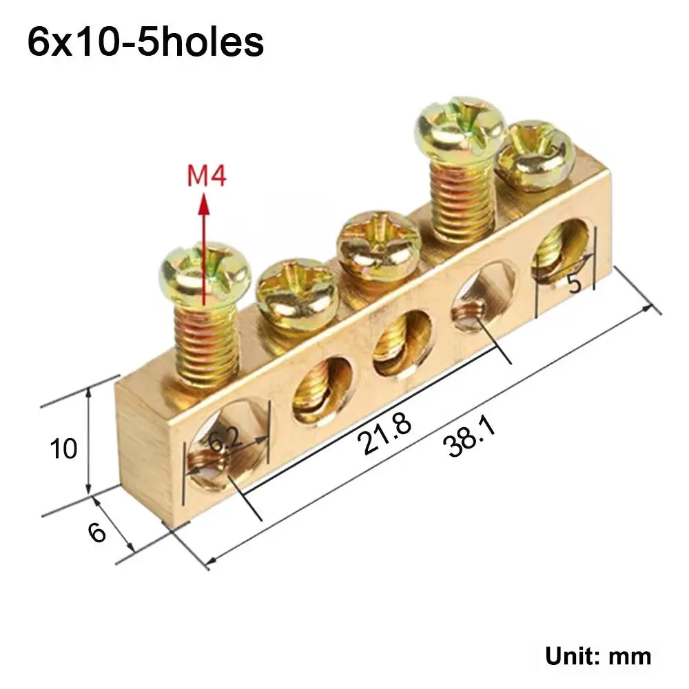 Copper Wire Connector Multi-specification With Hole Screw Copper Bar Terminal Zero Ground Terminal Power Distribution Cabinet