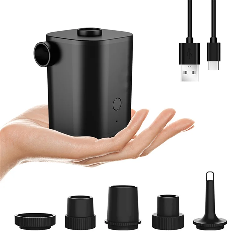 Outdoor Mini Air Pump Camping Portable Electric Inflator USB Charging for Pillow Swimming Ring Inflatable Boat(Black)