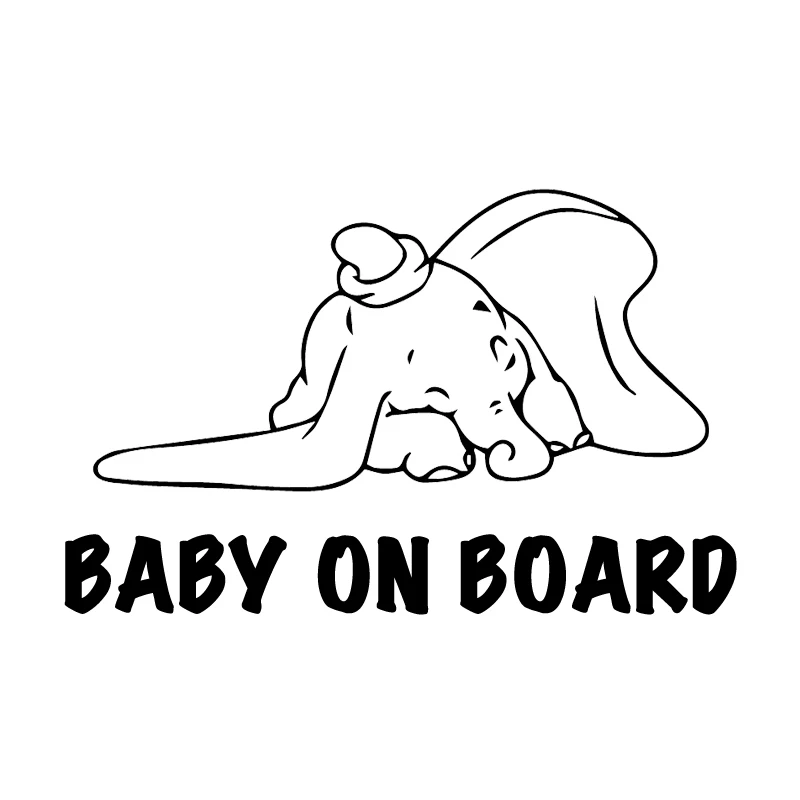 Sleeping Elephant BABY ON BOARD Warning Car Sticker Funny Window Decoration Decal