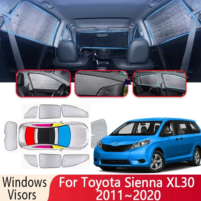 Sun Shade For Toyota Sienna XL30 2011~2020 2015 MK3 Car Windshield Sunshade 8X Heat Insulation Auto Parts Sun Visor Accessories