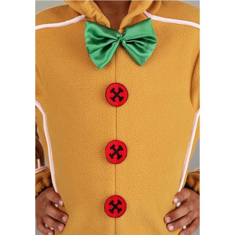 Xmas Gingerbread Man Kids Costume Cute Gingerbread Onesie Pajamas Kids Christmas Cosplay Party Novelty Clothing Holiday Gifts