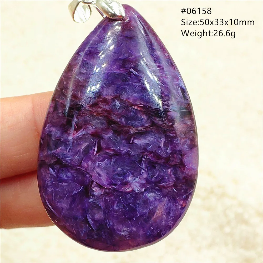 Natural Purple Charoite Water Drop Pendant NecklaceCharoite Jewelry Best Gift 925 Sterling Silver AAAAAA 4