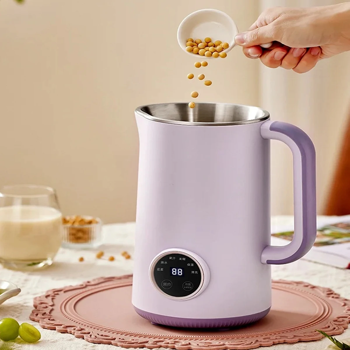 

2024 New 1000ML Mini Soybean Milk Machine Automatic Heating Food Blender Intelligent Home-Use Wall Breaking Rice Paste Mixer