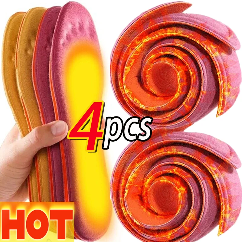 2/4pcs Self Heating Insoles Thermostatic Thermal Insole Massage Memory Foam Arch Support Shoe Pad Heated Pads Winter Men Women