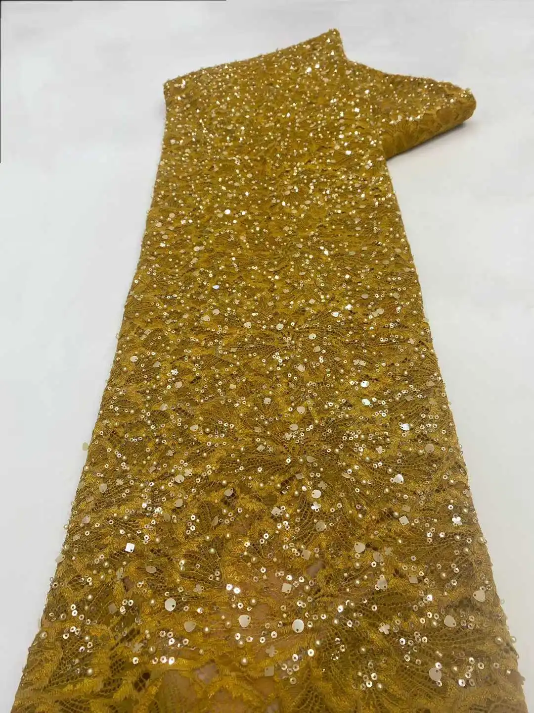 

Лидер продаж, новая тюлевая кружевная ткань с бусинами и блестками, новинка 2025 года, африканское нигерийское французское платье для элитного свадебного платья для шитья невесты