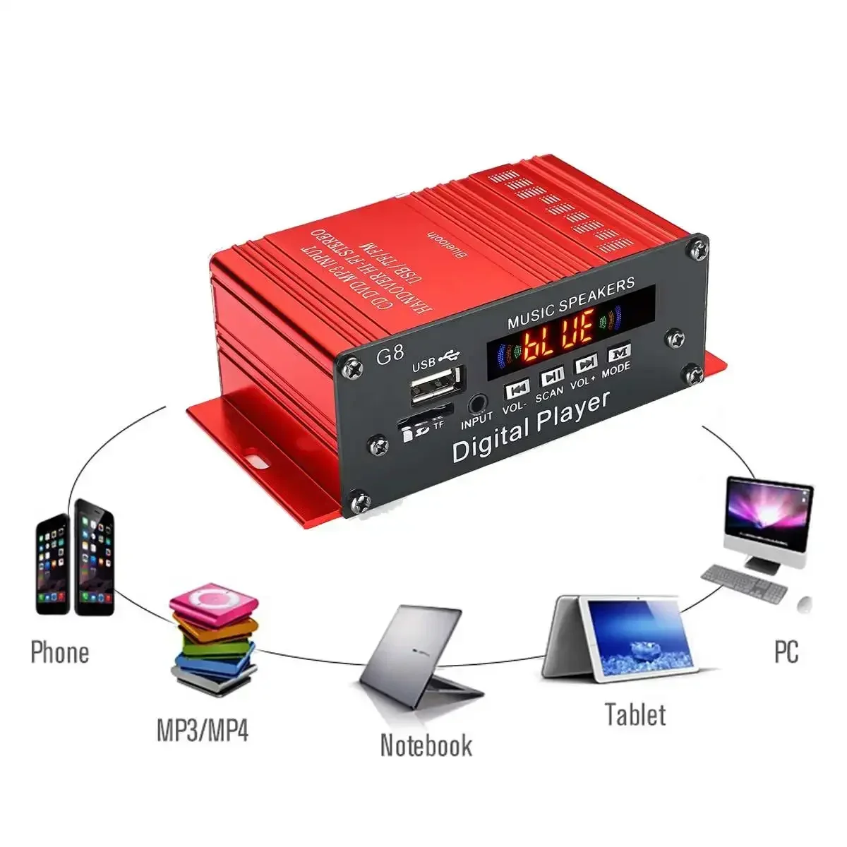12 فولت 200 واط 2CH بلوتوث رقمي صغير HIFI الصوت مكبر كهربائي سيارة الصوت مكبر للصوت مكبرات صوت استيريو راديو FM USB ث/عن بعد