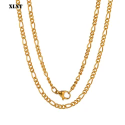 Fashion New Figaro Chain Necklace Men 3mm Stainless Steel Gold Color Long Necklace for Men Jewelry Gift Collar Hombres