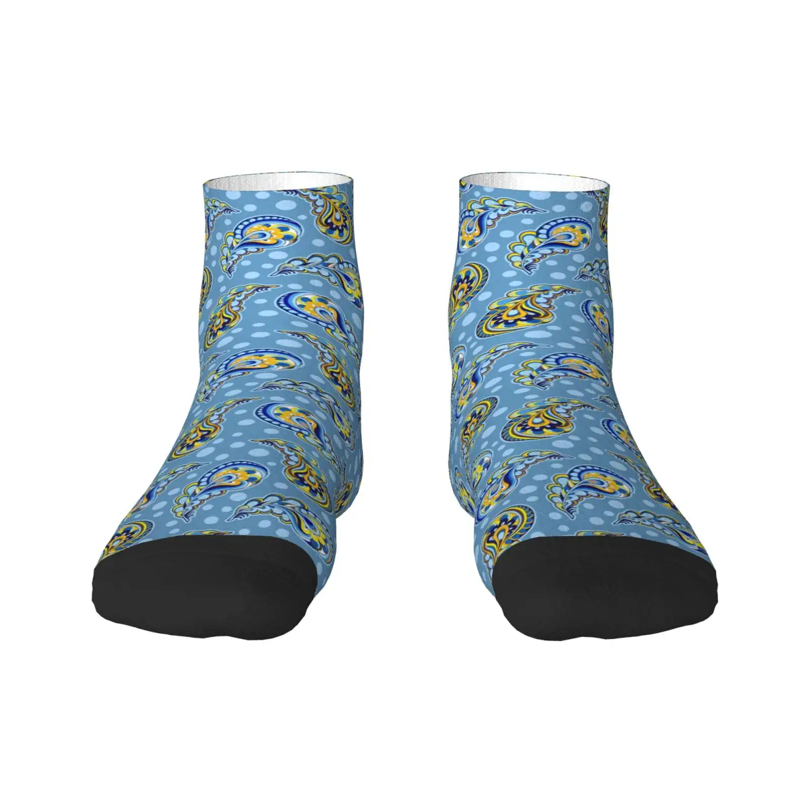 

Blue paisley pattern Ankle Socks for Women Non Slip Socks No Show Classic Low Cut Casual