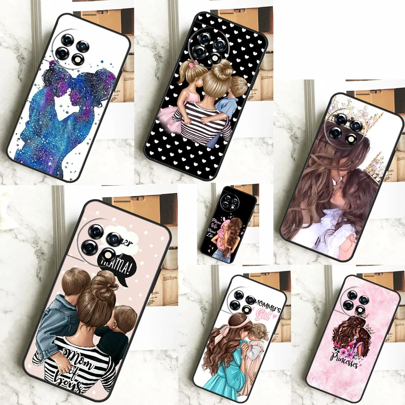 Beautiful Mother Daughter Son Case For OnePlus 12 12R 11 9 10 Pro 10R 9R 8T 10T Nord 3 CE 2 Lite 2T N10 N20 N30 CE4 Cover