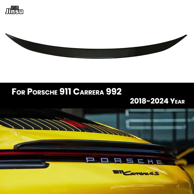 

For Porsche 2018 - 2024 911 Carrera 992 SPOILER Car Styling Real Carbon Fiber Rear Lip Roof Spoiler Trunk Boot Wing Carrera 992