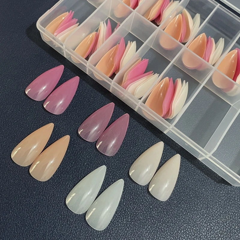 

120pcs/Box Gel X Nails Extension Full Cover Base Color Stiletto Medium False Nail Tips Flexible Coffin Fake Nail