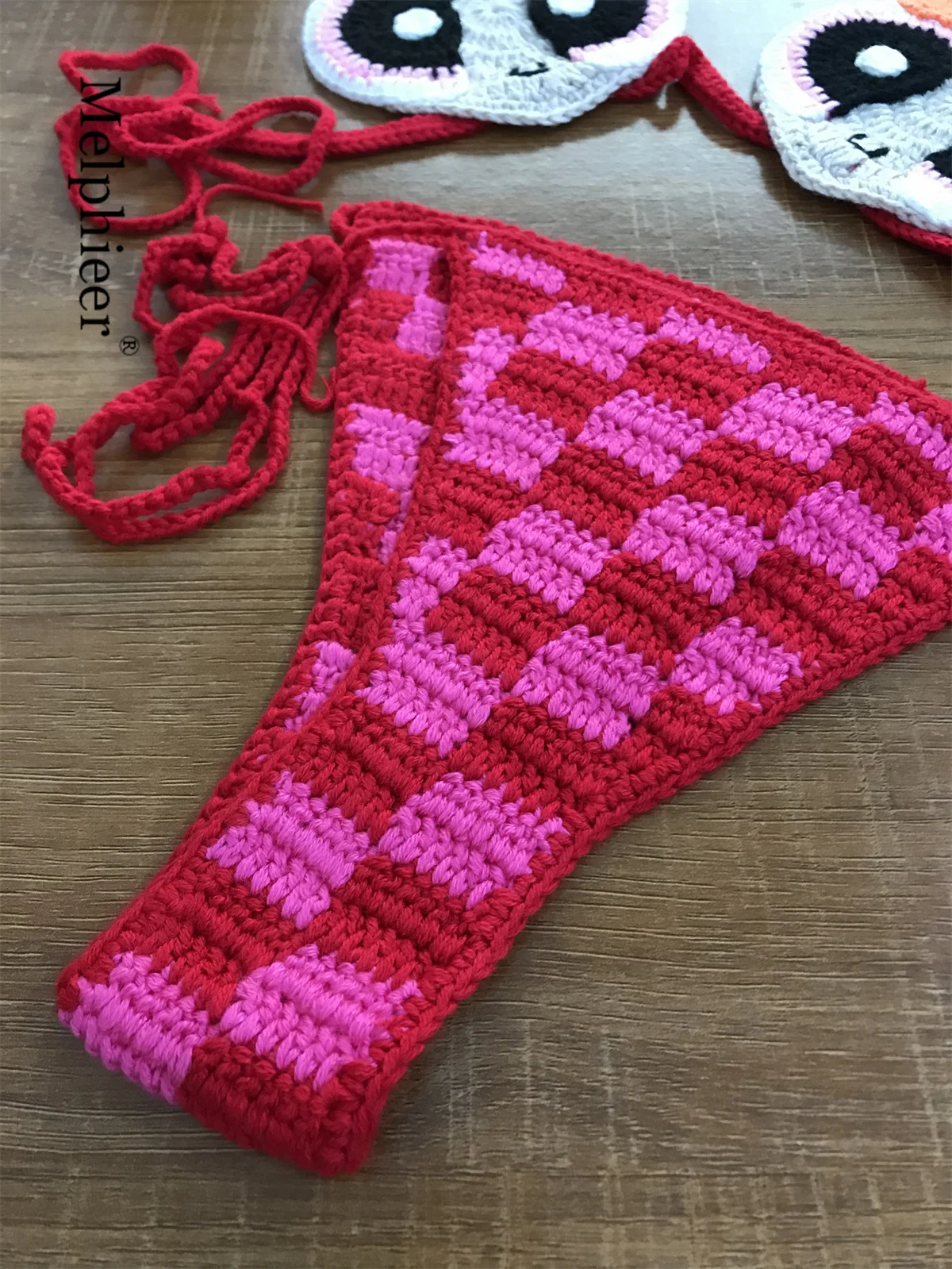 Melphieer haute qualité à la main Crochet Micro Powerpuff mignon Bikini ensemble Sexy String brésil maillots de bain superbe vacances maillots de bain